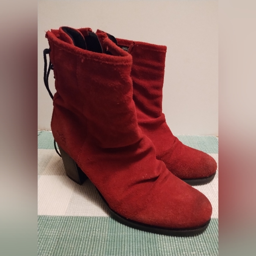 Red Suede Ankle Boots